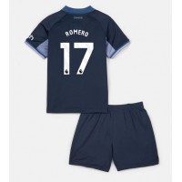 Fotballdrakt Barn Tottenham Hotspur Cristian Romero #17 Bortedraktsett 2023-24 Kortermet (+ Korte bukser)
